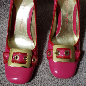 Jessica Bennett 6.5 patent pink with red trim